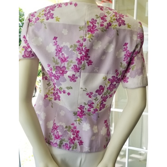 Adrianna Papell Pink/Purple Floral Blouse, 8, NWT - Picture 7 of 10